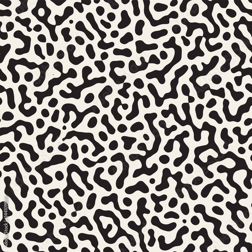Vector Seamless Grunge Pattern. Black and White Organic Shapes. Abstract Background Illustration