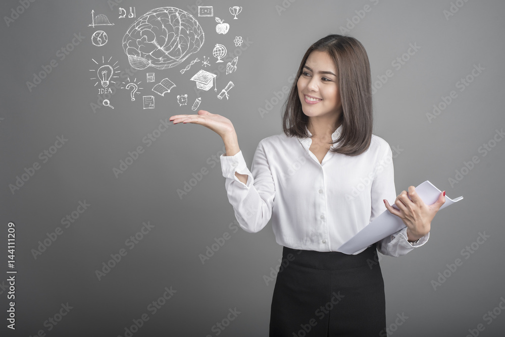 university student woman with education icon university student woman with education icon