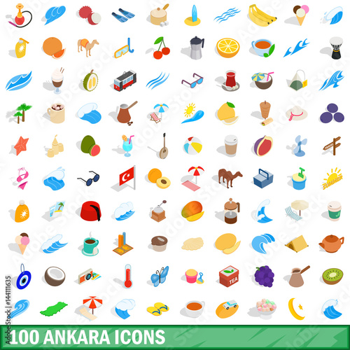 100 ankara icons set, isometric 3d style