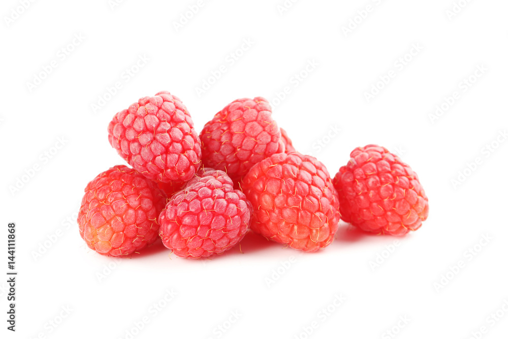 Red raspberries isolated on a white Red raspberries isolated on a white