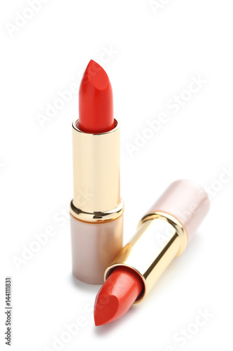 Red lipsticks isolated on a white