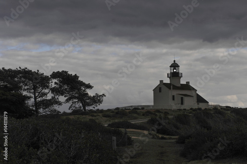 Point Loma Lighthouse with breaking fog