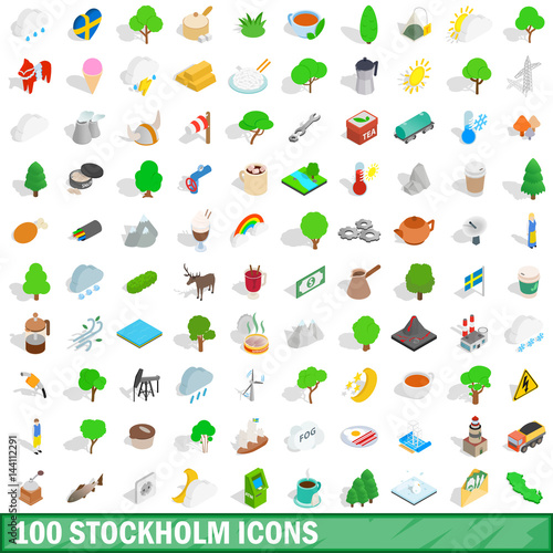 100 stockholm icons set  isometric 3d style