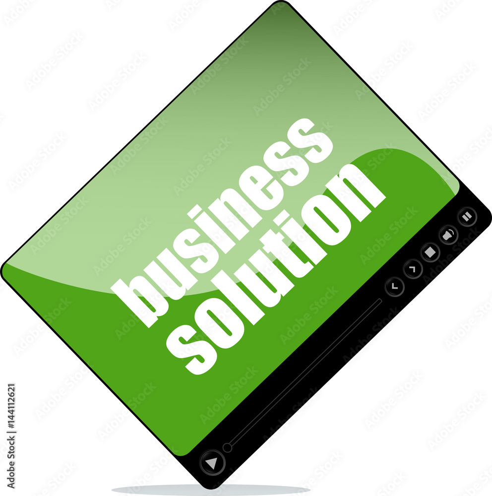 Video player for web with business solution words Video player for web with business solution words