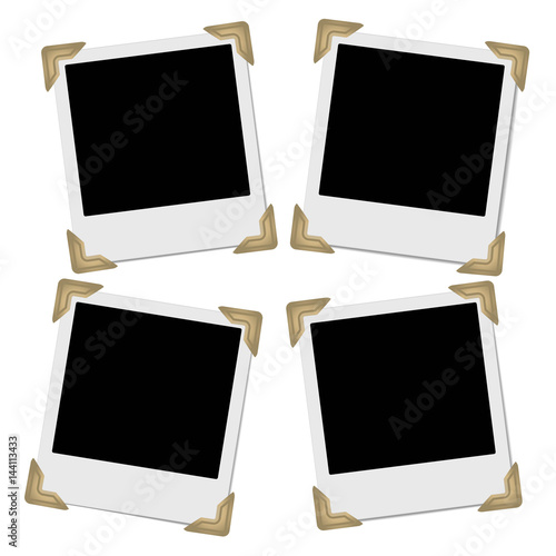 Set of retro photo frames with photo corners.