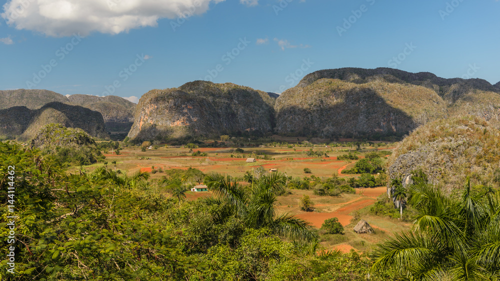 View on the Vinales valley in which the tobacco plant from which he is produced is being planted best in the world cigars Cuba Pinar del Rio province