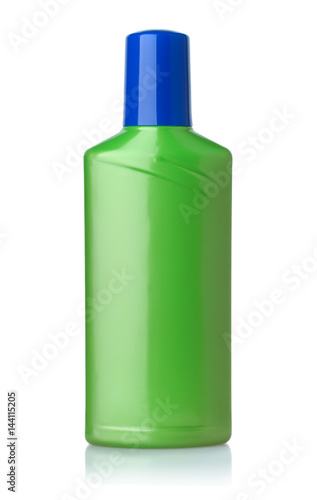 Front view of green plastic bottle