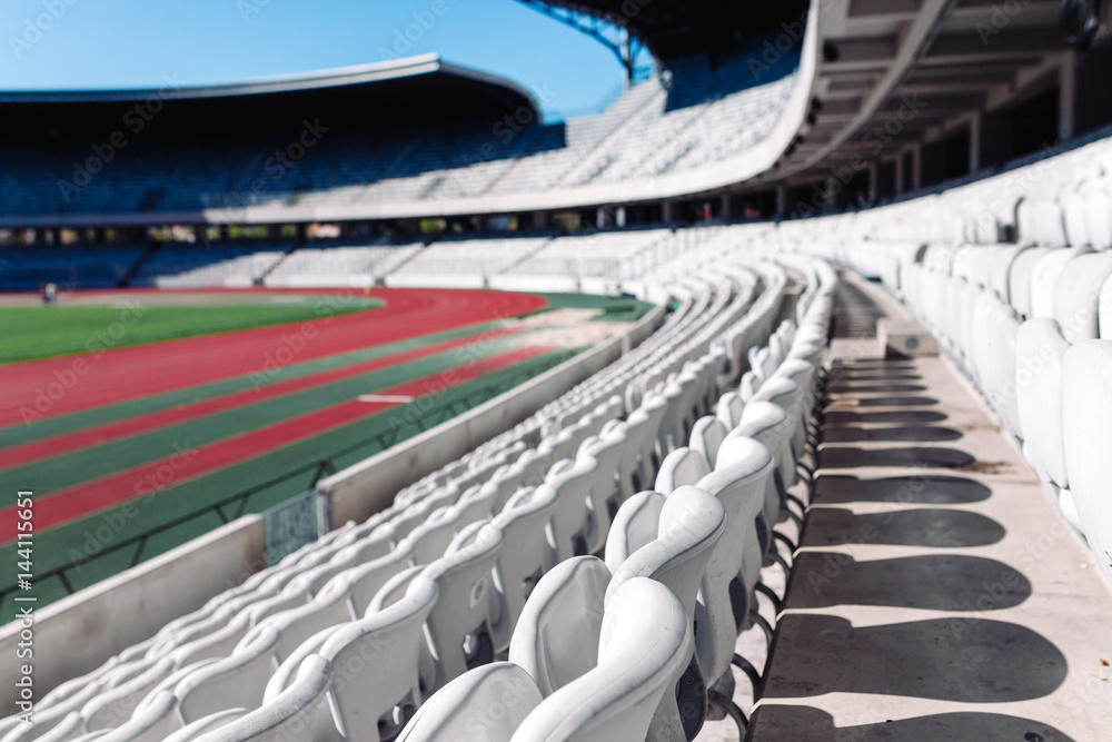 Fototapeta premium Stadium seats in daylight.