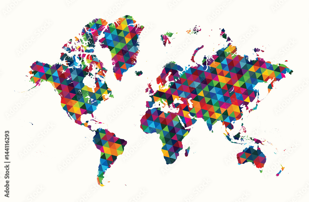 Fototapeta premium Decorative world map abstract geometric pattern