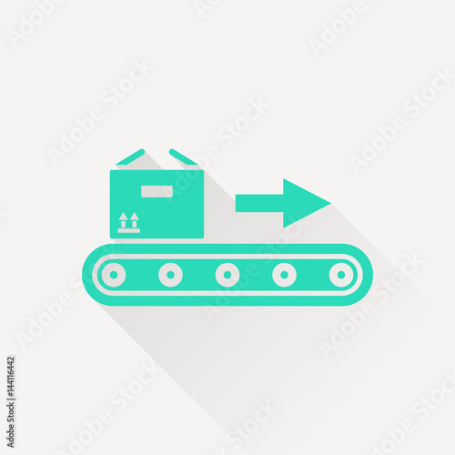 Conveyor belt with box vector flat icon