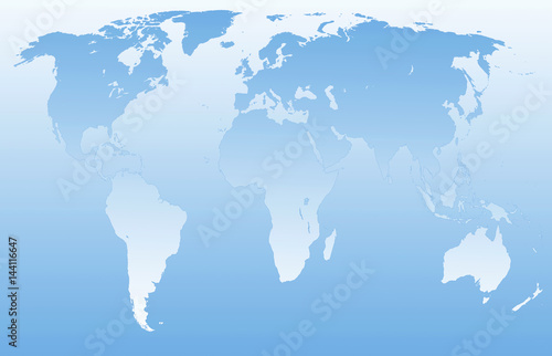 Contour map of the world in blue tonality