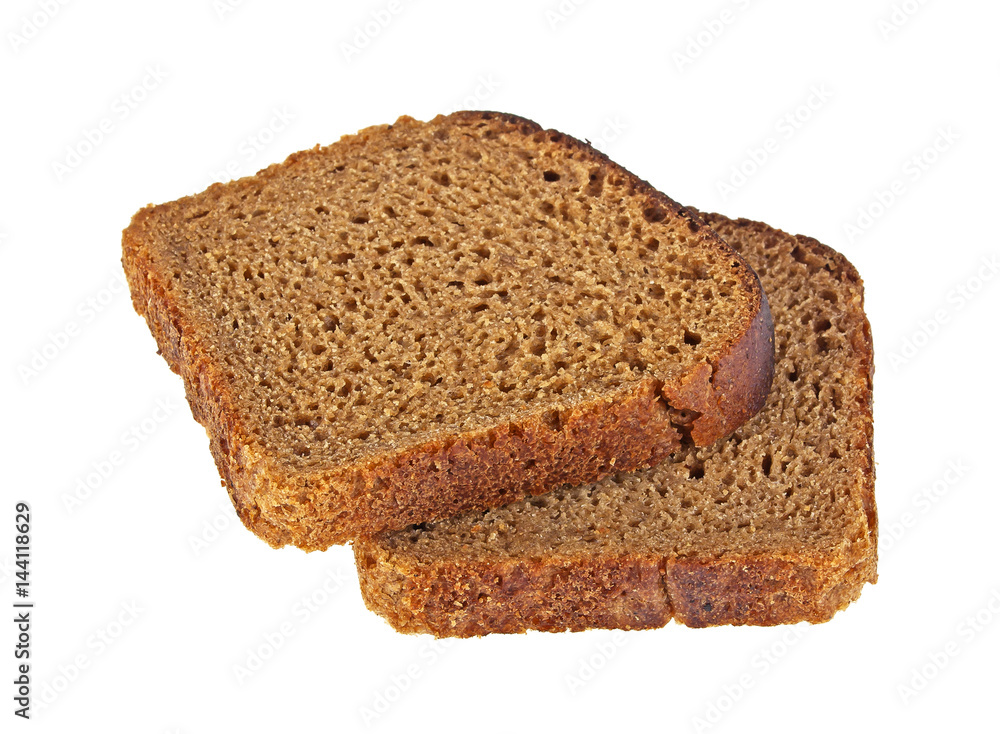 Rye bread slices isolated on white background Rye bread slices isolated on white background