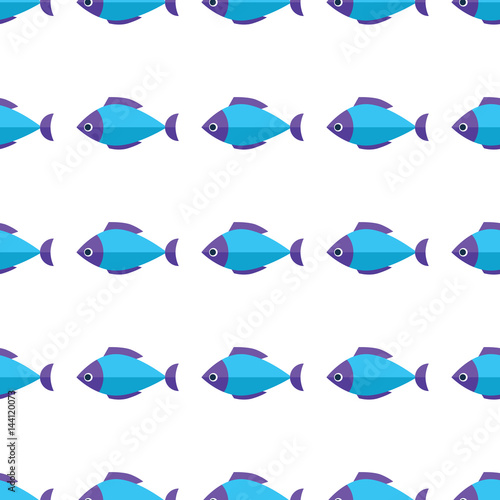 Vector seamless fish pattern. Ocean or aquarium background