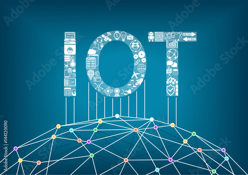 Internet of Things and IOT concept. Connect global wireless devices with each other.
