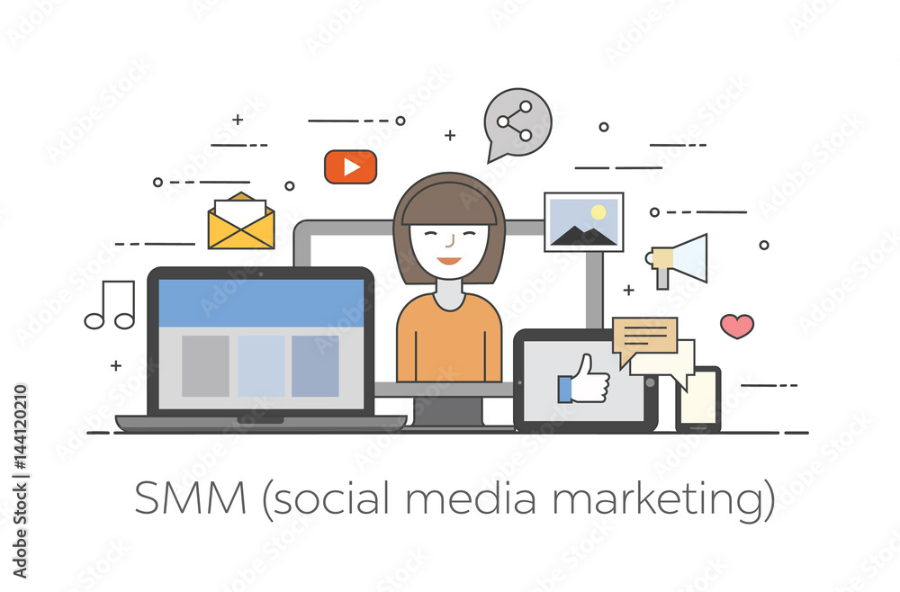 Cloud, internet. Common storage for all devices. Happy user. Social networks Cloud, internet. Common storage for all devices. Happy user. Social networks