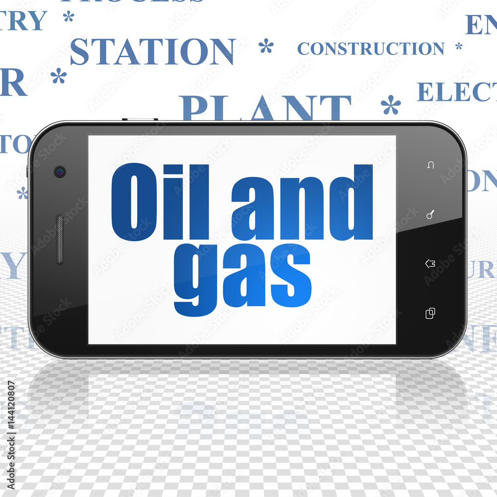 Industry concept: Smartphone with Oil and Gas on display Industry concept: Smartphone with Oil and Gas on display