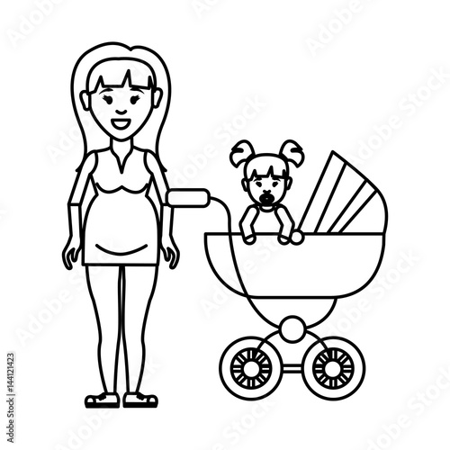 silhouette woman pregnant and her baby icon