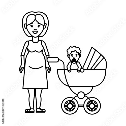 silhouette woman pregnant and her baby icon
