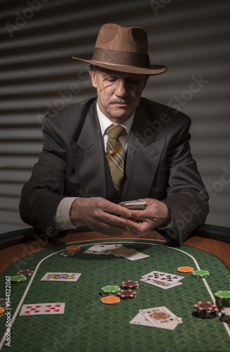 1940s mature male gangster gambling and playing card games 