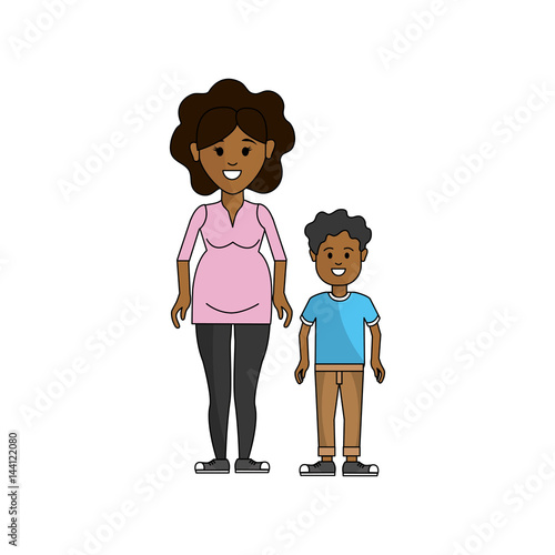 woman pregnant and her son icon