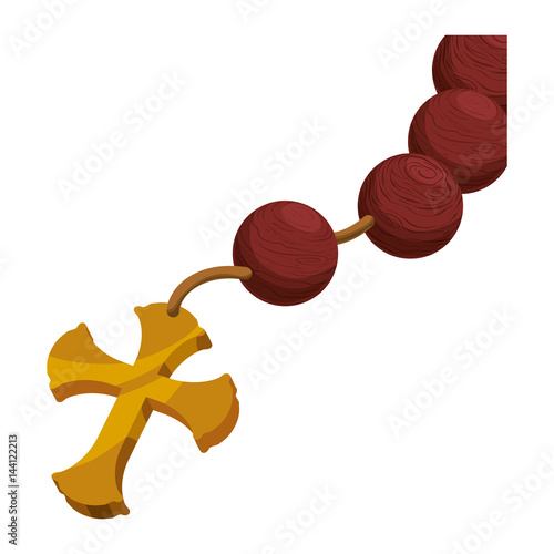 Rosary catholic faith icon vector illustration graphic design