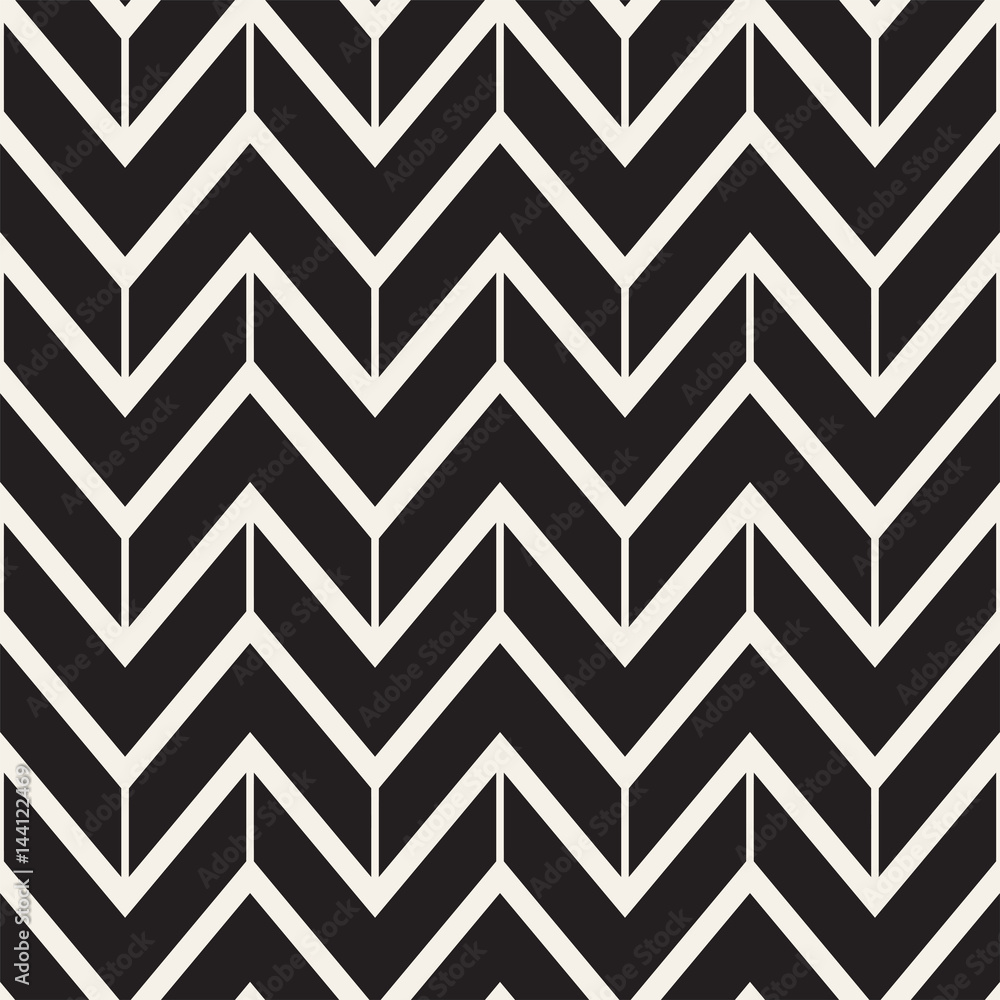 Seamless vector pattern. Abstract geometric lattice background. Rhythmic zigzag structure. Monochrome texture with chevron lines.
Seamless vector pattern. Abstract geometric lattice background. Rhythmic zigzag structure. Monochrome texture with chevron lines.