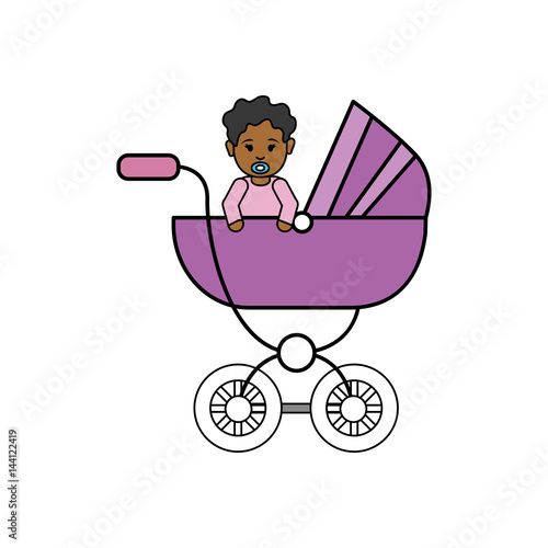 baby girl inside carriage icon