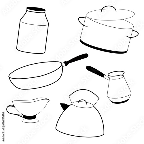 cookware, black and white