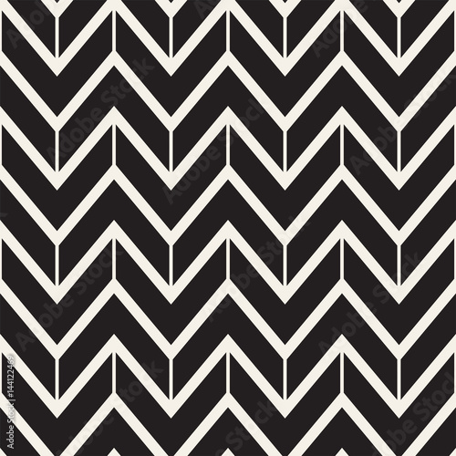 Seamless vector pattern. Abstract geometric lattice background. Rhythmic zigzag structure. Monochrome texture with chevron lines.
