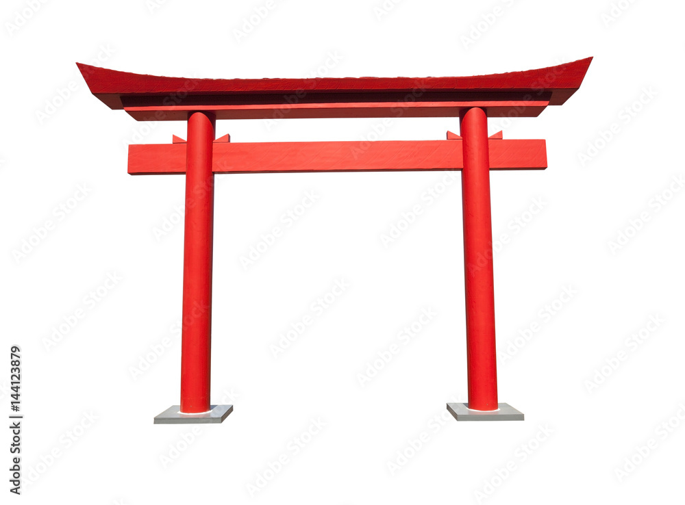 Red Chinese traditional gate entrance. Isolated. Red Chinese traditional gate entrance. Isolated.