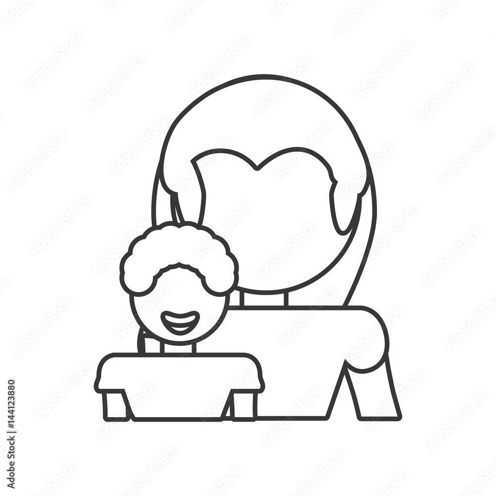mother with son together outline vector illustration eps 10