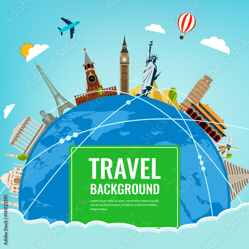 World landmarks. Travel and tourism background. Vector