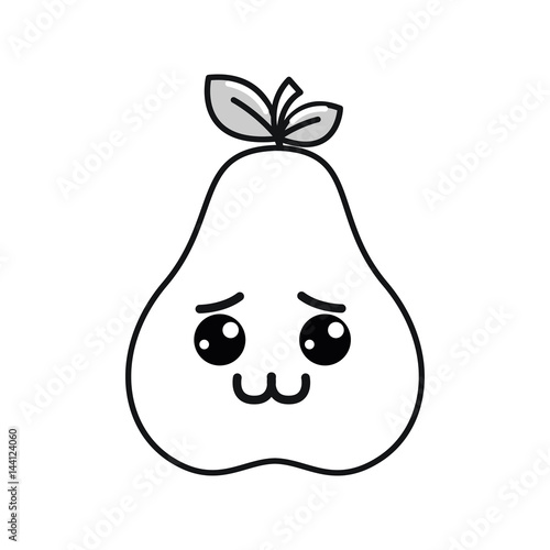 silhouette kawaii cute shy pear fruit