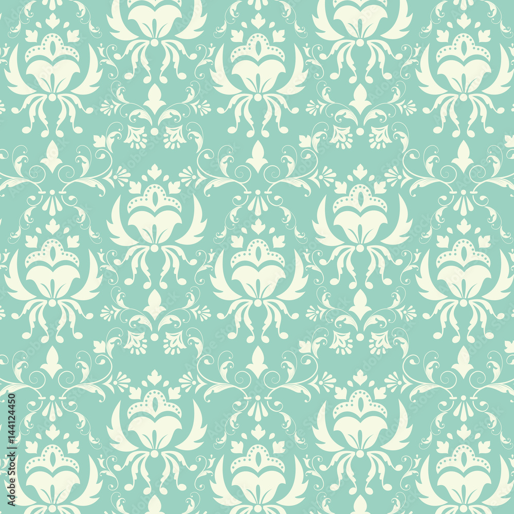 Vector damask seamless pattern background. Classical luxury old fashioned damask ornament, royal victorian seamless texture for wallpapers, textile, wrapping. Exquisite floral baroque template. Vector damask seamless pattern background. Classical luxury old fashioned damask ornament, royal victorian seamless texture for wallpapers, textile, wrapping. Exquisite floral baroque template.