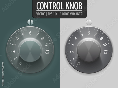 Volume control knobs, vector illustration. UI element for your design. eps10