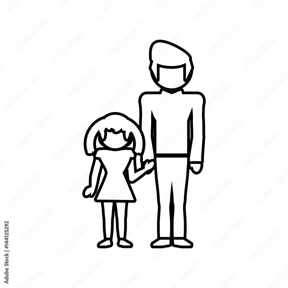 father and girl daughter together outline vector illustration eps 10 father and girl daughter together outline vector illustration eps 10