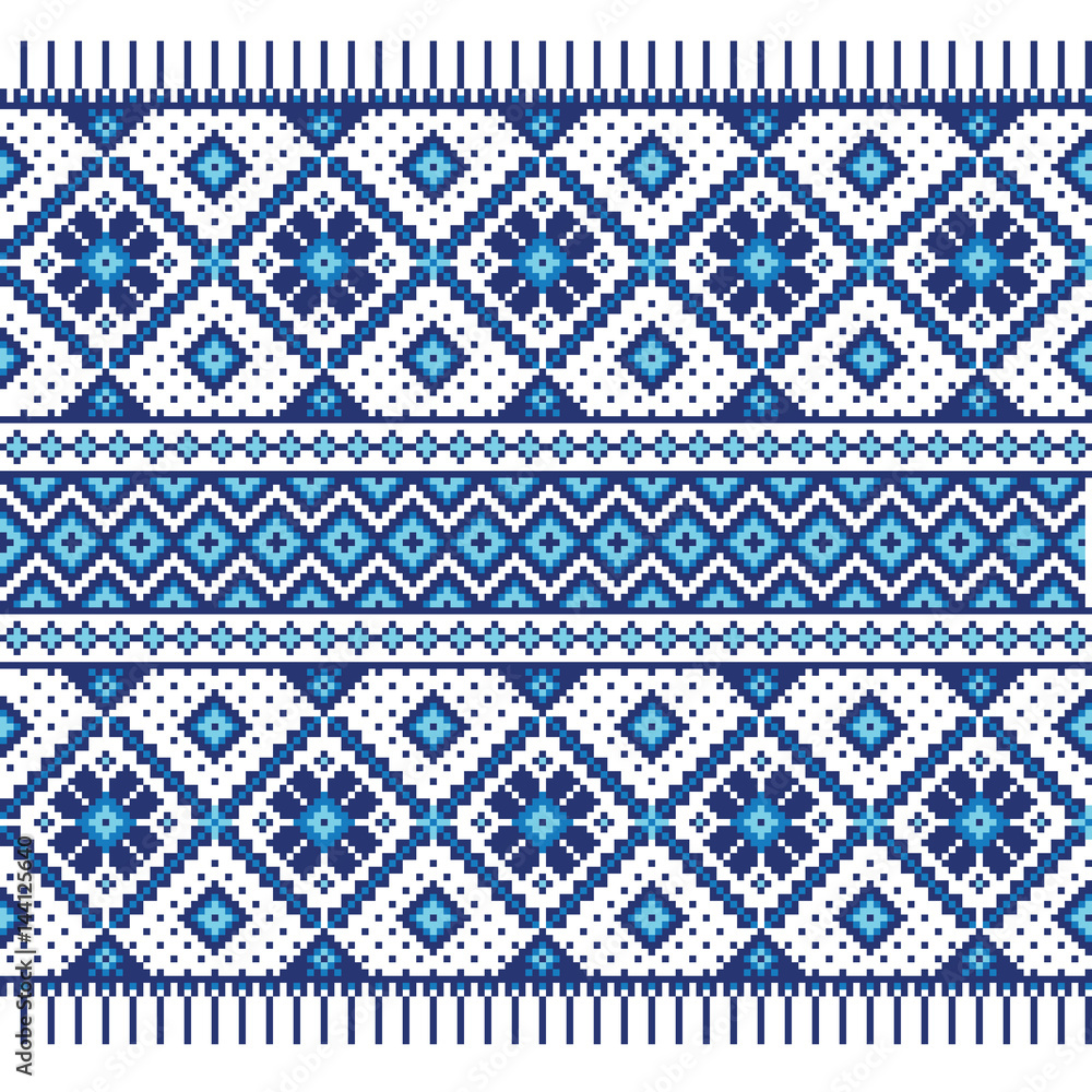 Vector illustration of Ukrainian folk seamless pattern ornament. Ethnic ornament. Border element. Traditional Ukrainian, Belarusian folk art knitted embroidery pattern - Vyshyvanka Vector illustration of Ukrainian folk seamless pattern ornament. Ethnic ornament. Border element. Traditional Ukrainian, Belarusian folk art knitted embroidery pattern - Vyshyvanka