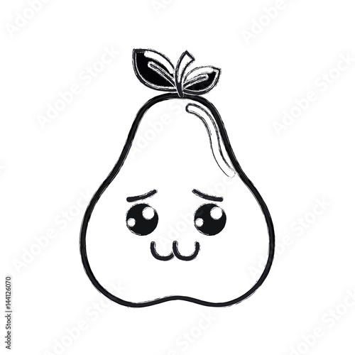 contour kawaii cute shy pear fruit