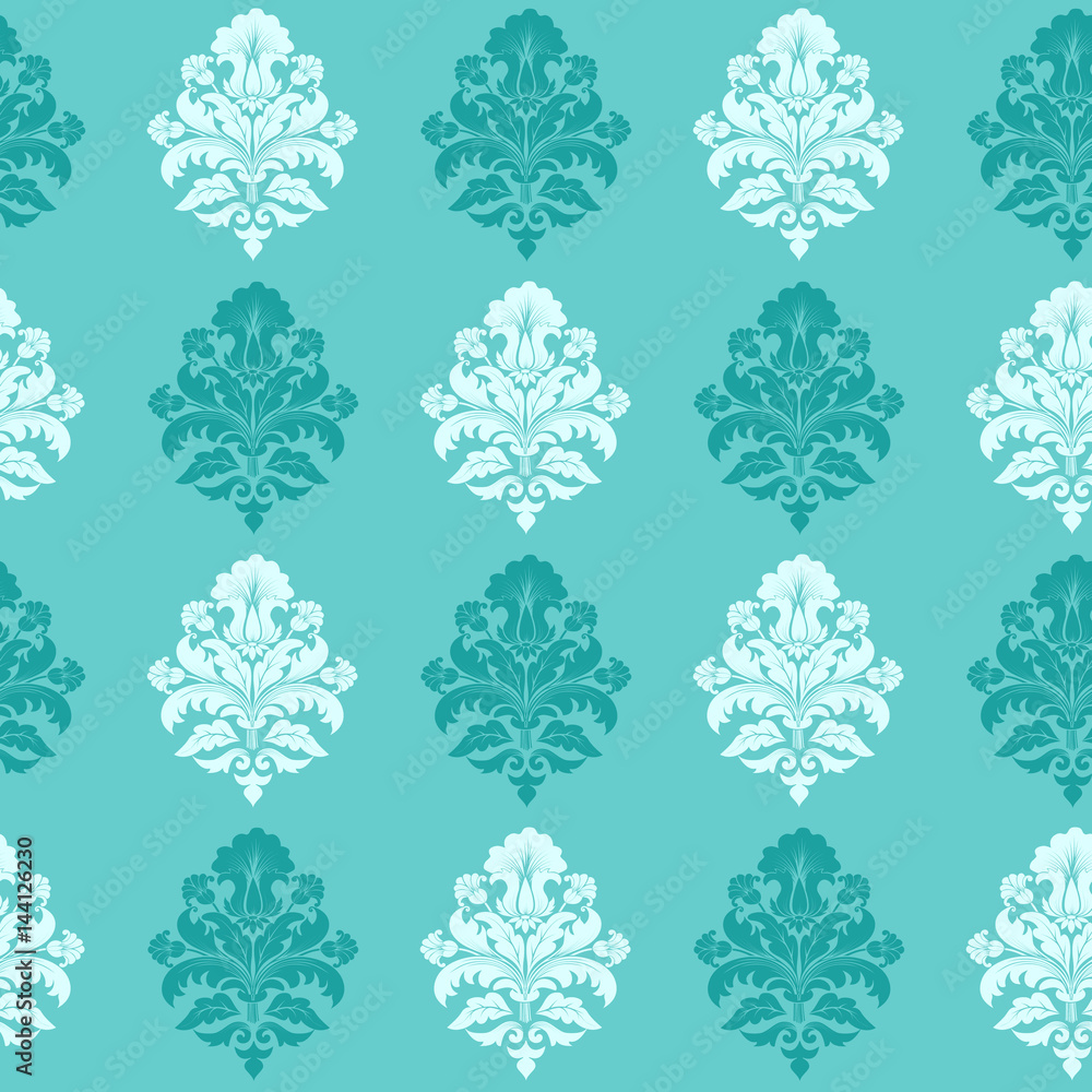 Vector damask seamless pattern background. Classical luxury old fashioned damask ornament, royal victorian seamless texture for wallpapers, textile, wrapping. Exquisite floral baroque template.