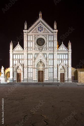 Basilica di Santa Croce at night, Florence, Italy