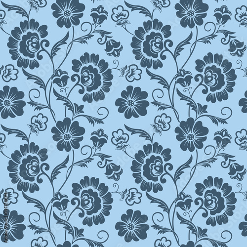 Fototapeta Naklejka Na Ścianę i Meble -  Vector flower seamless pattern background. Elegant texture for backgrounds. Classical luxury old fashioned floral ornament, seamless texture for wallpapers, textile, wrapping.