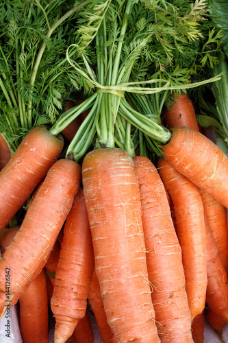 carrot tied in a bundle on the market