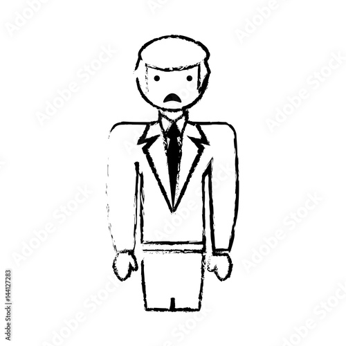 sketch businessman male sad face vector illustration eps 10