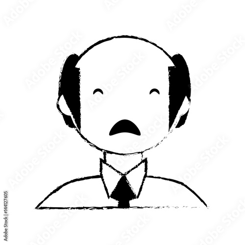 skecth man bald sad face vector illustration eps 10 photo