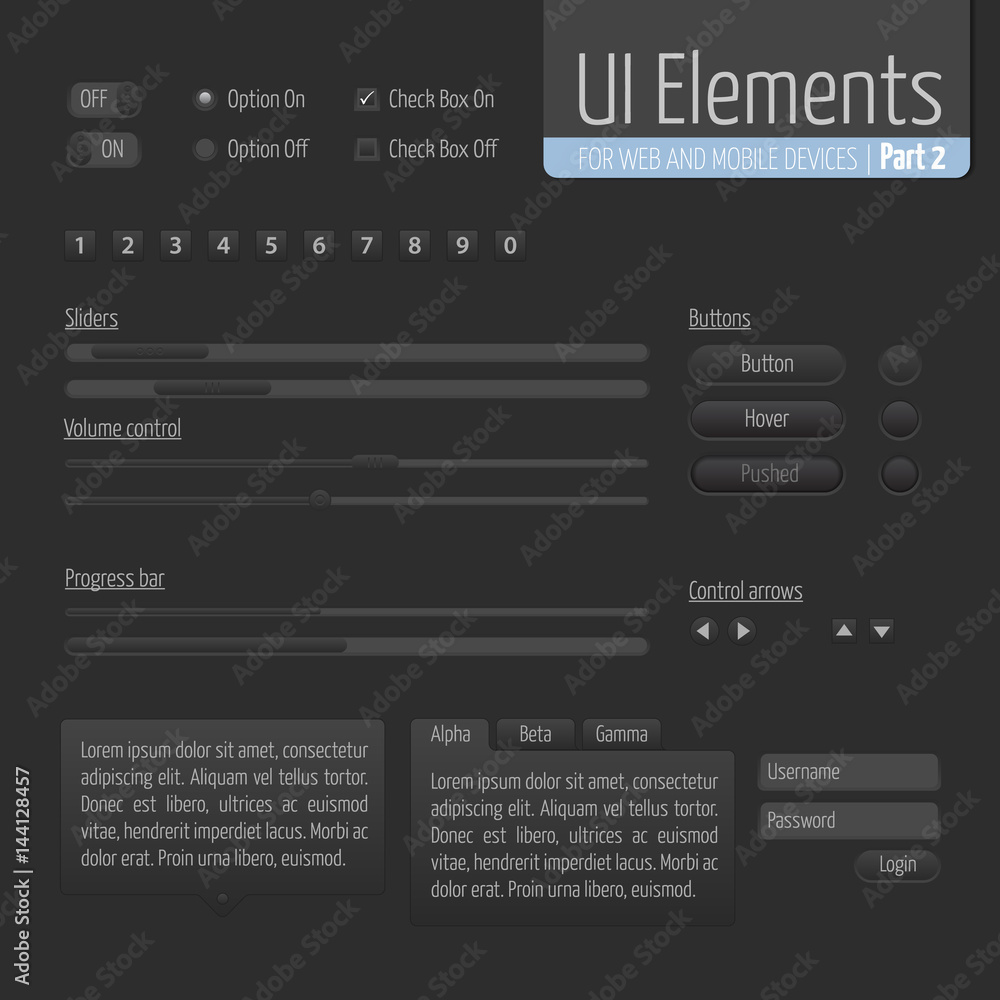 Dark UI Elements Part 1: Sliders, Progress bar, Buttons, Authorization form, Volume control etc. Dark UI Elements Part 1: Sliders, Progress bar, Buttons, Authorization form, Volume control etc.