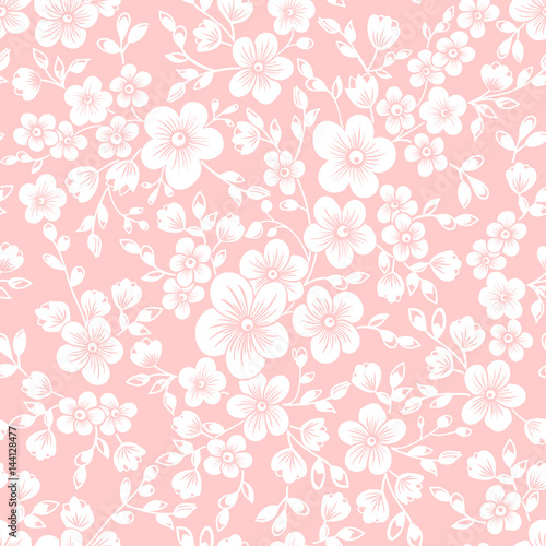 Vector sakura flower seamless pattern element. Elegant texture for backgrounds. Cherry blossom