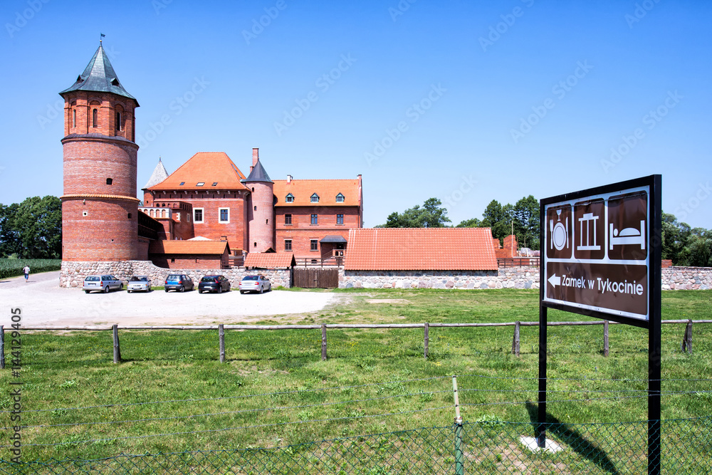 View of 15th century Gothic castle in Tykocin after the reconstruction work. The Castle located on the right bank of Narew river in Tykocin, Podlasie, Poland.