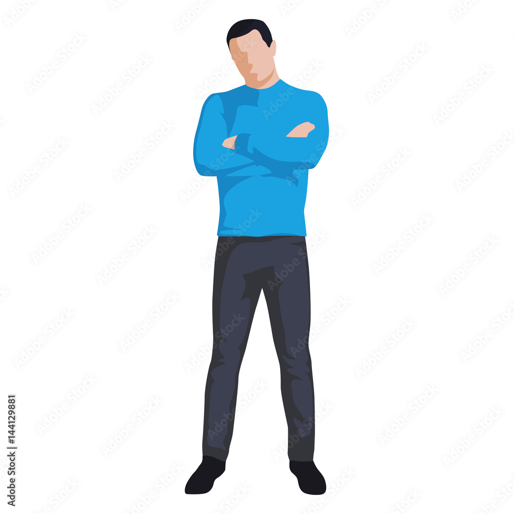 Man standing with folded arms, abstract vector illustration. Flat design Man standing with folded arms, abstract vector illustration. Flat design
