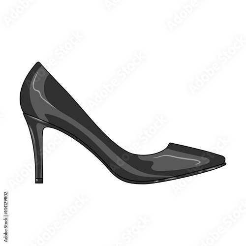 Black womens highheeled shoes exit in a dress.Different shoes single icon in monochrome style vector symbol stock illustration.
