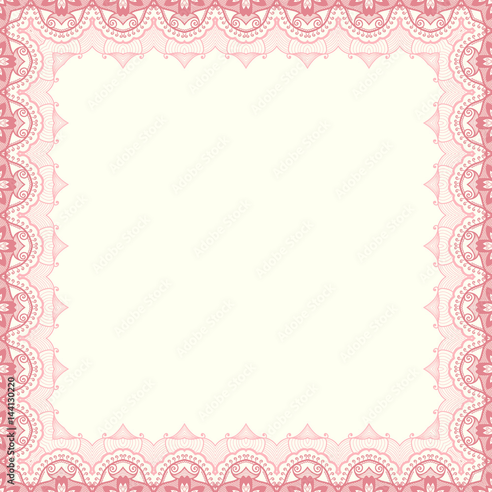 Vector fine floral square frame. Decorative element for invitations and cards. Border element